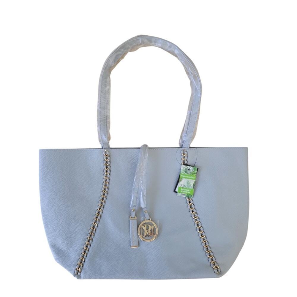 Badgely Mischka Elegant Tote Bag with silver hardware